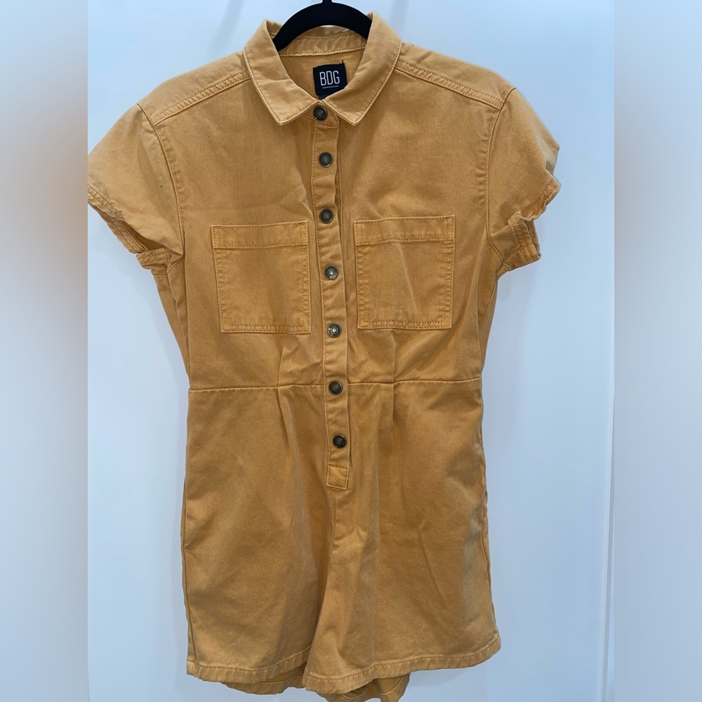 BDG Camel Button-Up Romper Demin sz small